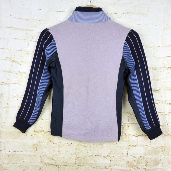 Vintage Avalanche Lasley-Seattle Sweater Women S Pink Blue Striped Half Zip Wool - Picture 8 of 12